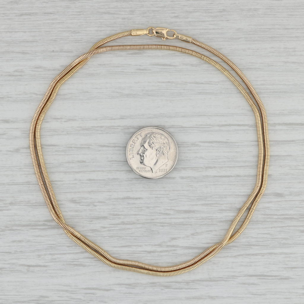 Gray 19.5" 1.7mm Snake Chain Necklace 14k Yellow Gold Italian