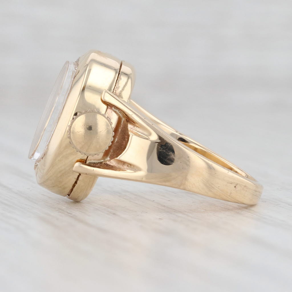 Light Gray Vintage Ebel Ladies Watch Ring 14k Gold Size 8 Mechanical Serviced Warranty