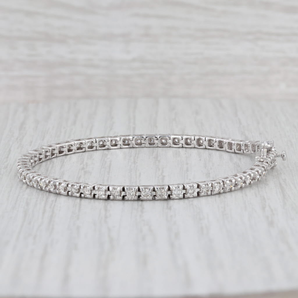 Light Gray New 1.70ctw Diamond Tennis Bracelet 14k White Gold 7.25" 3.2mm