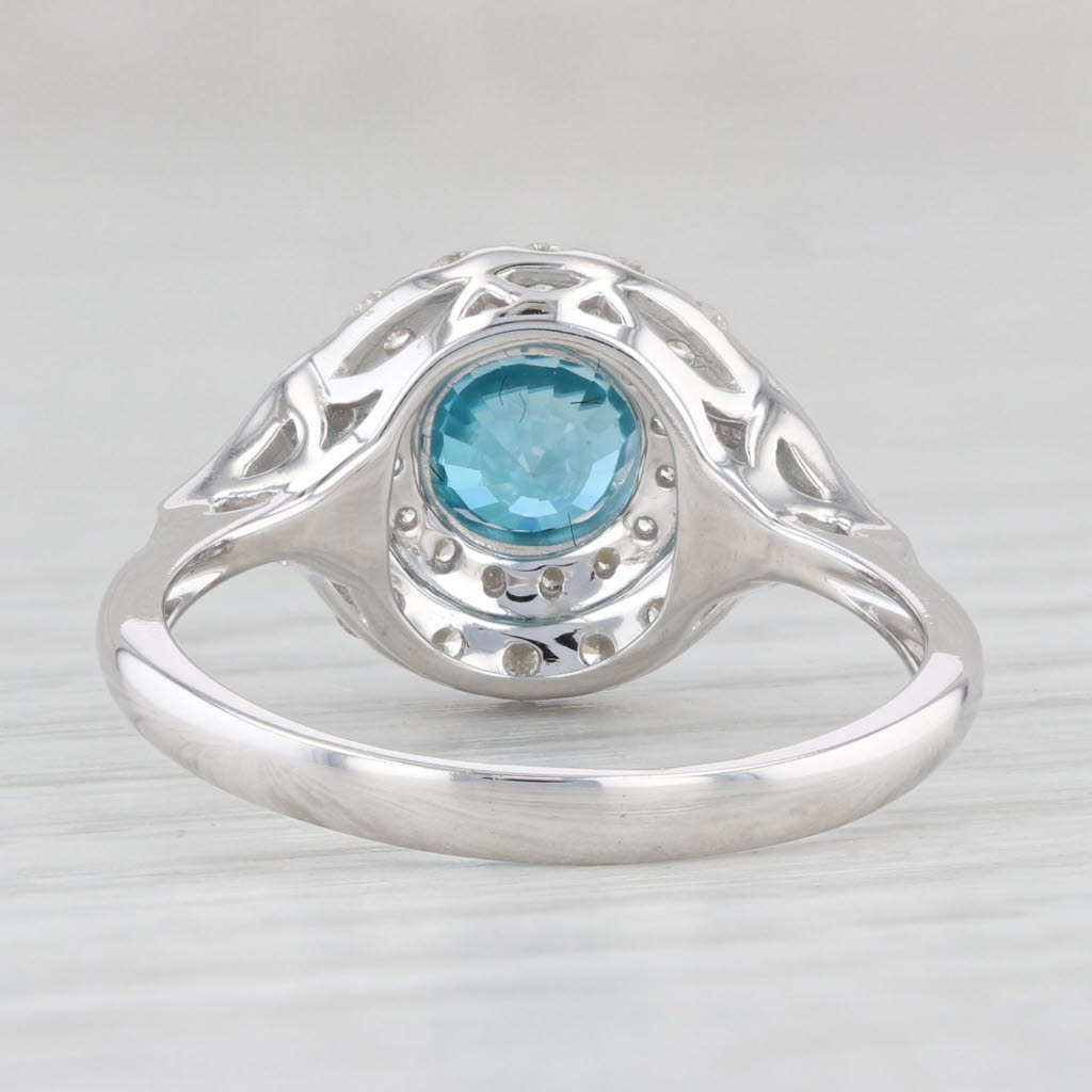 Light Gray New 2.97ctw Blue Zircon Diamond Halo Ring 14k White Gold Size 7 Engagement