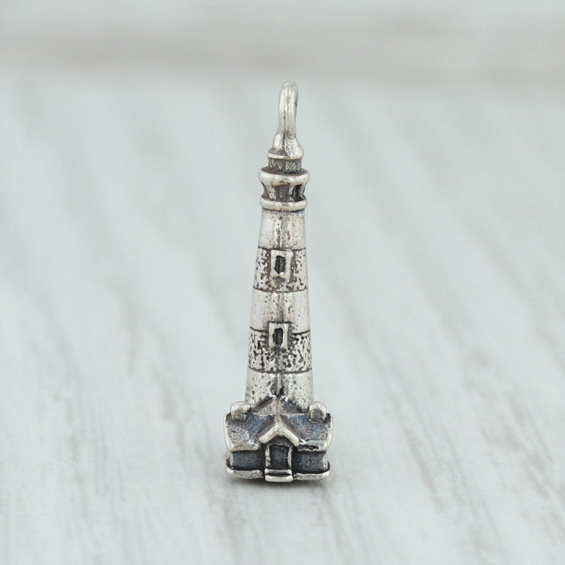 Light Gray Bodie Island Lighthouse Charm Sterling Silver Nautical North Carolina Souvenir