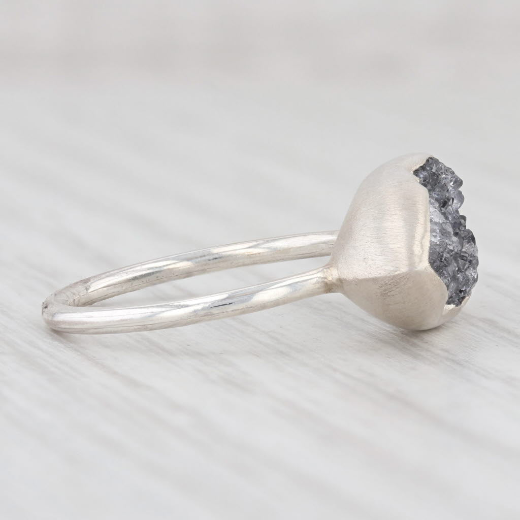 Light Gray New Nina Nguyen Amethyst Druzy Quartz Sterling Silver Statement Ring Size 6.75