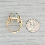 Gray 6.95ct Emerald Cut Aquamarine Ring 10k Yellow Gold Diamond Size 5.25