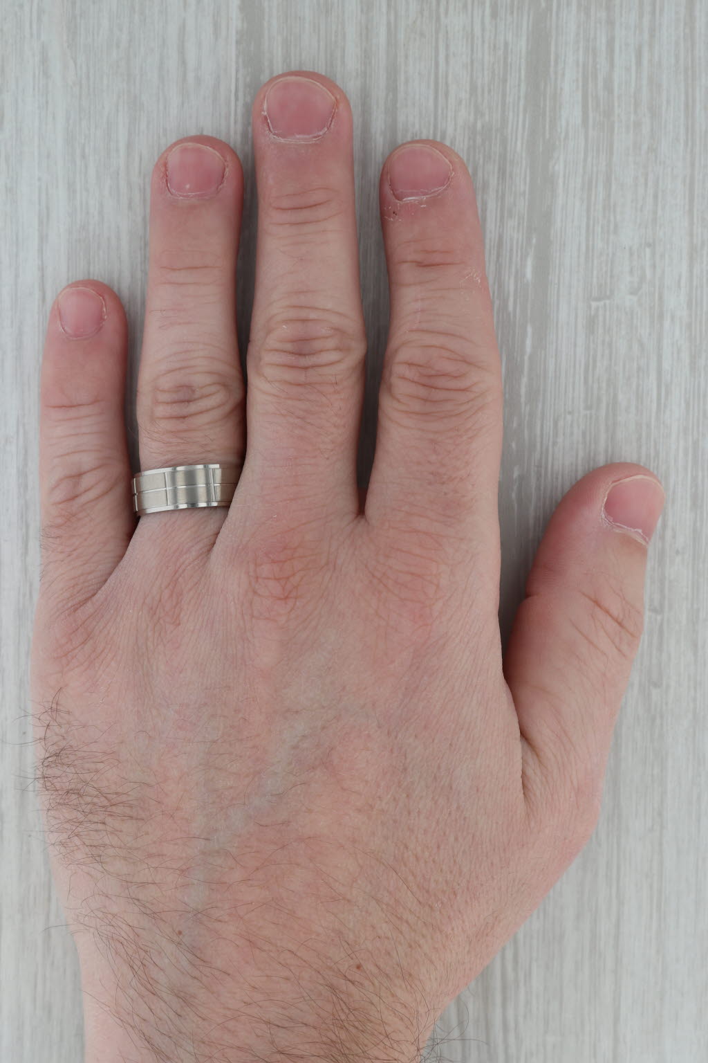 Rosy Brown New Beveled Brushed Titanium Ring Wedding Band Size 8