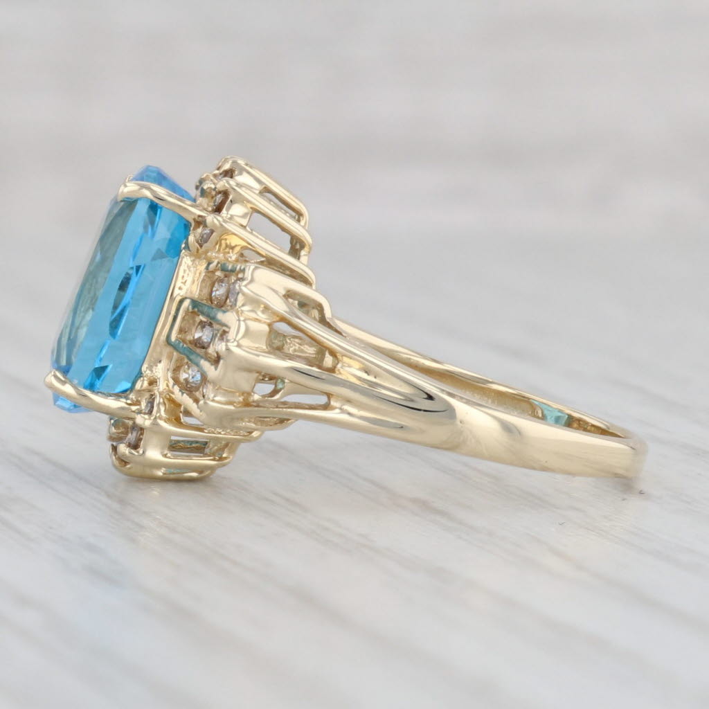 Light Gray 6.36ctw Oval Blue Topaz Diamond Ring 14k Yellow Gold Size 7.25 Cocktail