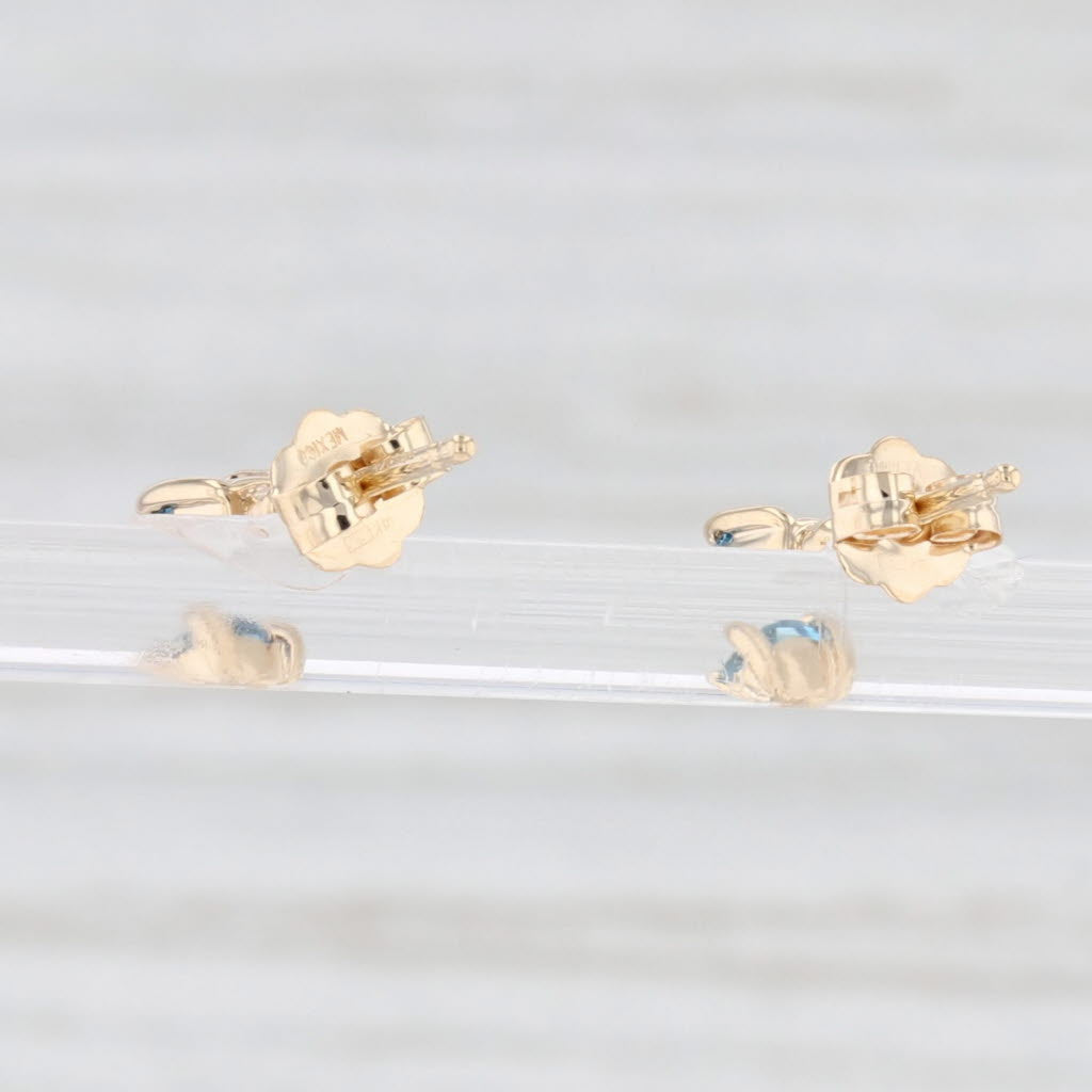 Light Gray New 0.28ctw London Blue Topaz Stud Earrings 14k Yellow Gold Round Solitaires