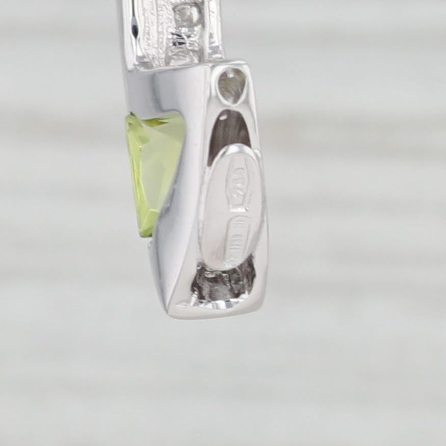 Light Gray 1.56ctw Peridot Diamond Drop Earrings 18k White Gold Pierced