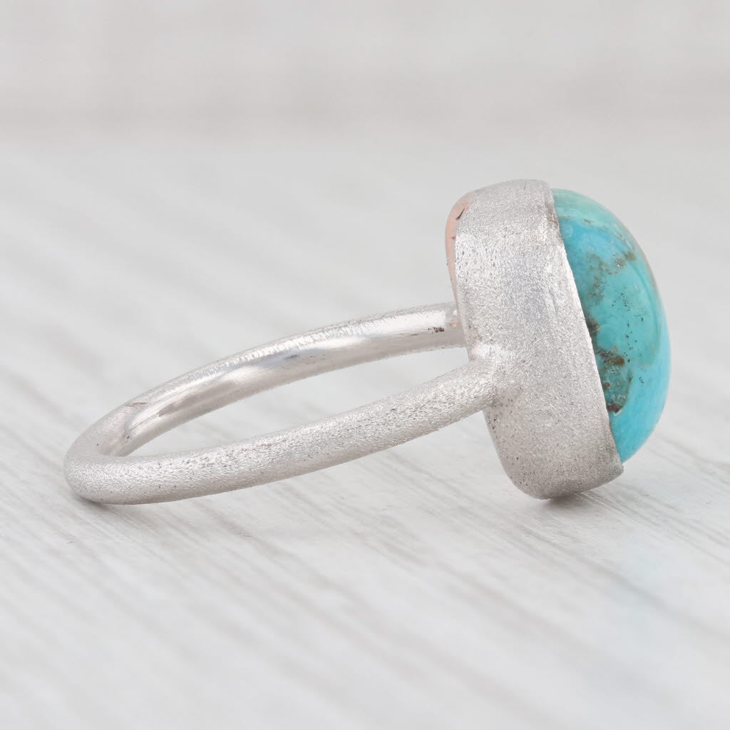 Light Gray New Nina Nguyen Turquoise Solitaire Sterling Silver Size 7 Marbled Blue Green