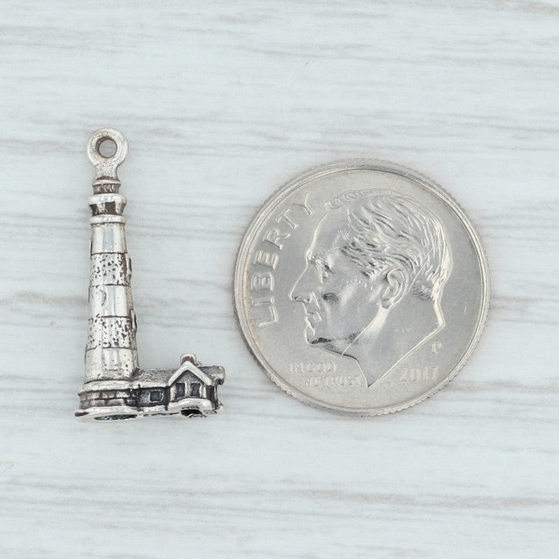 Light Gray Bodie Island Lighthouse Charm Sterling Silver Nautical North Carolina Souvenir