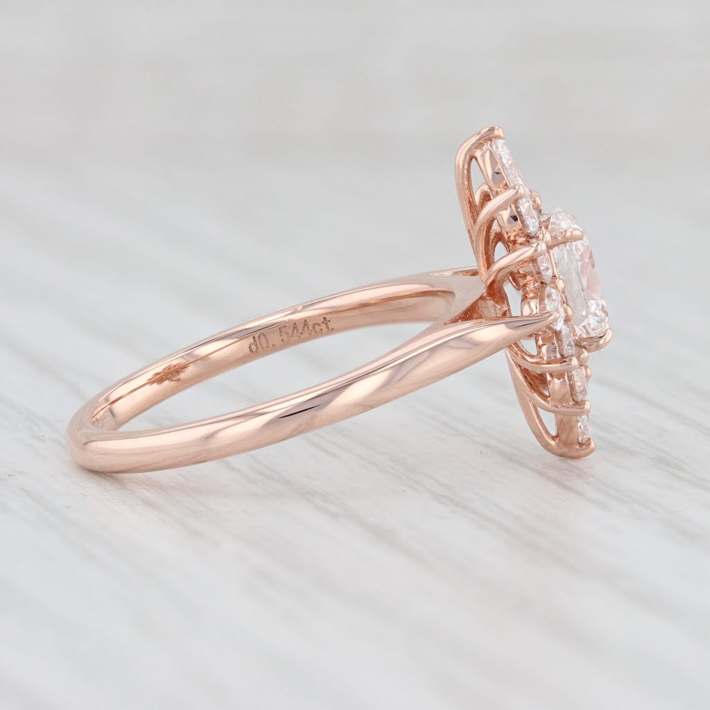 Light Gray 1ct VVS2 Lab Created Diamond Halo Engagement Ring 14k Rose Gold 1.54ctw 6.75 IGI