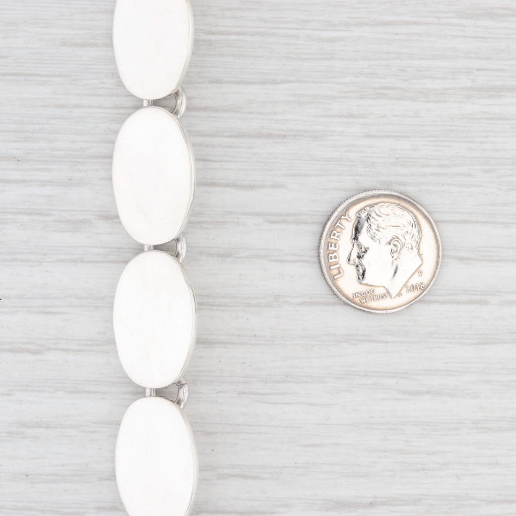 Light Gray New Engravable Oval Link Bracelet Sterling Silver 7.5” 13.9mm Toggle Clasp