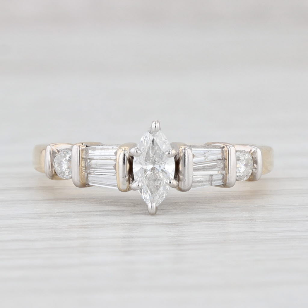 Light Gray 0.57ctw Marquise Diamond Engagement Ring 14k Yellow Gold Size 7.25