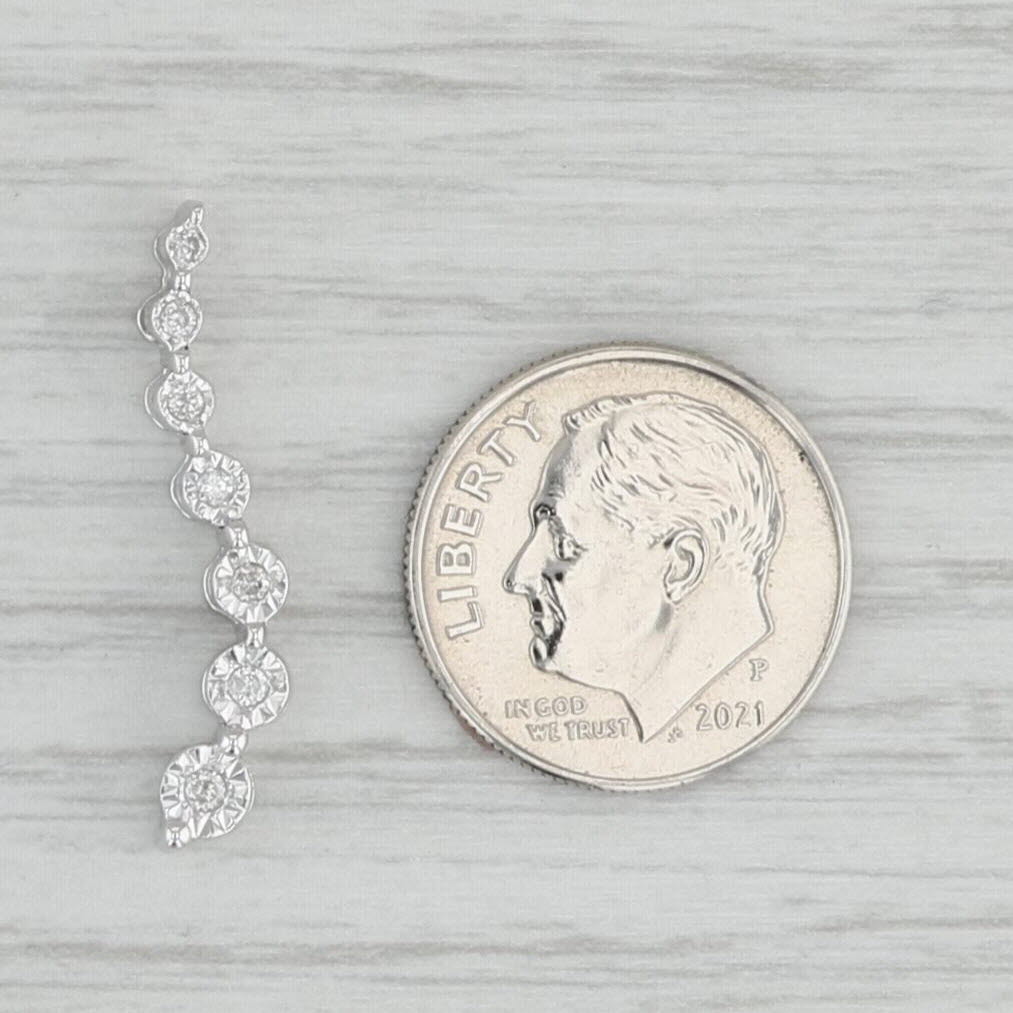 Light Gray Graduated Diamond Journey Drop Pendant 10k White Gold