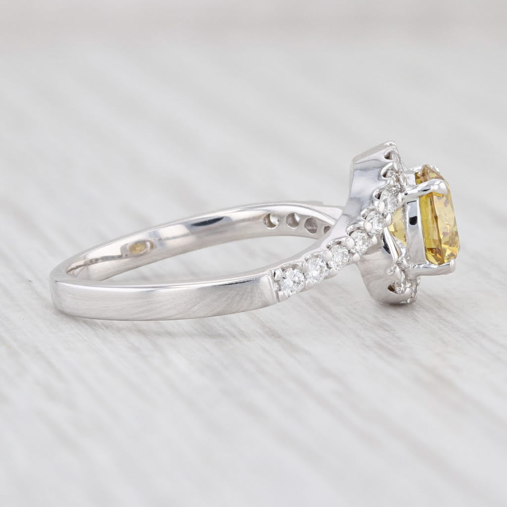 Light Gray New GIA 1.41ctw Yellow Diamond Ring 18k White Gold Size 6.75 Bypass Solitaire