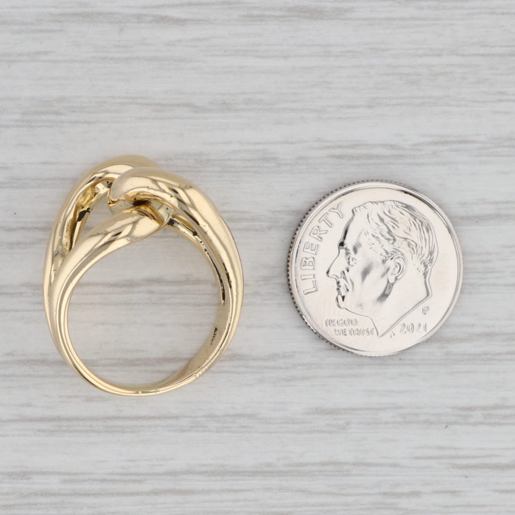 Gray Knot Ring Solid 18k Yellow Gold Size 5.5 Statement