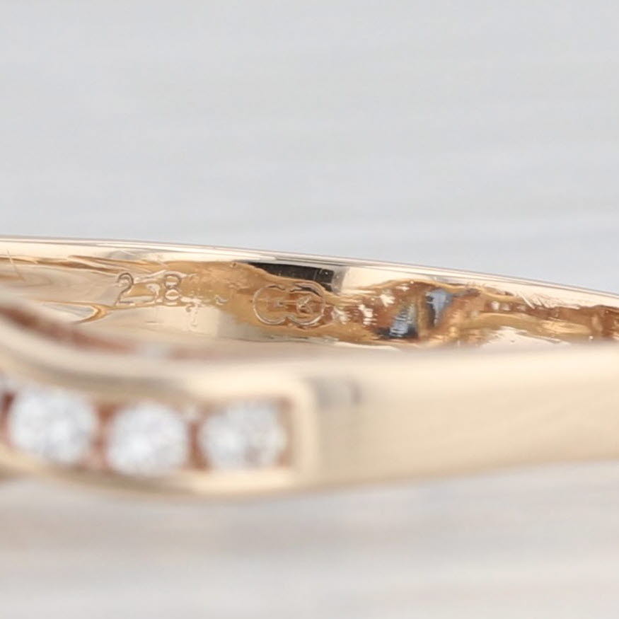 Light Gray 0.63ctw Blue Sapphire Diamond Scalloped Bypass Ring 14k Yellow Gold Size 7.25