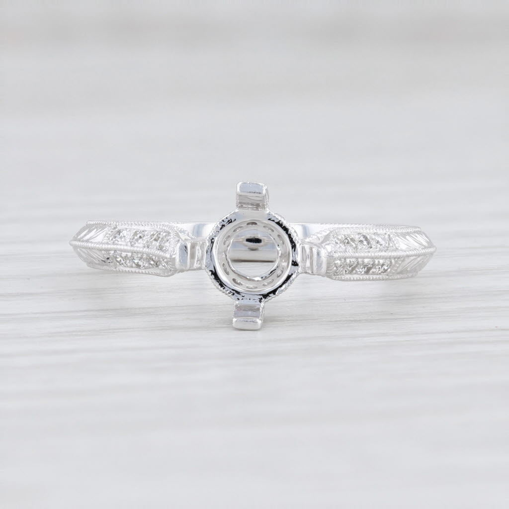 Light Gray New Beverley K Semi Mount Diamond Engagement Ring 18k White Gold Size 6 Round