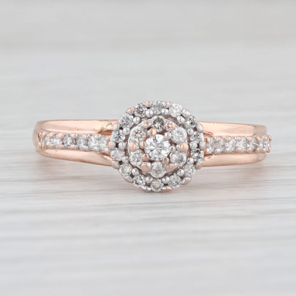Light Gray 0.20ctw Round Diamond Halo Engagement Ring 10k Rose Gold Size 7