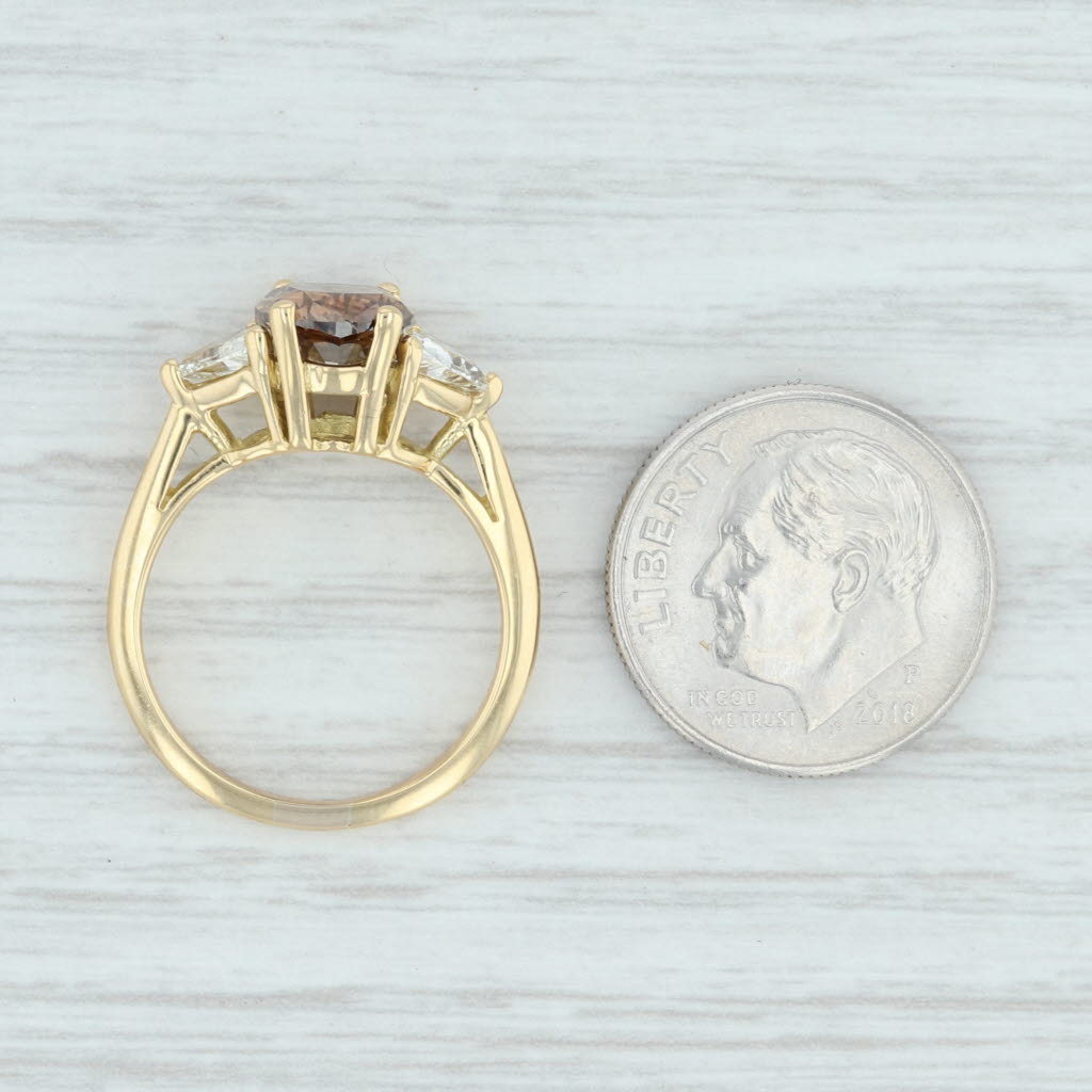 Light Gray 2.53ctw Brown Diamond Ring White Accents 18k Yellow Gold Sz 5.5 Engagement GIA