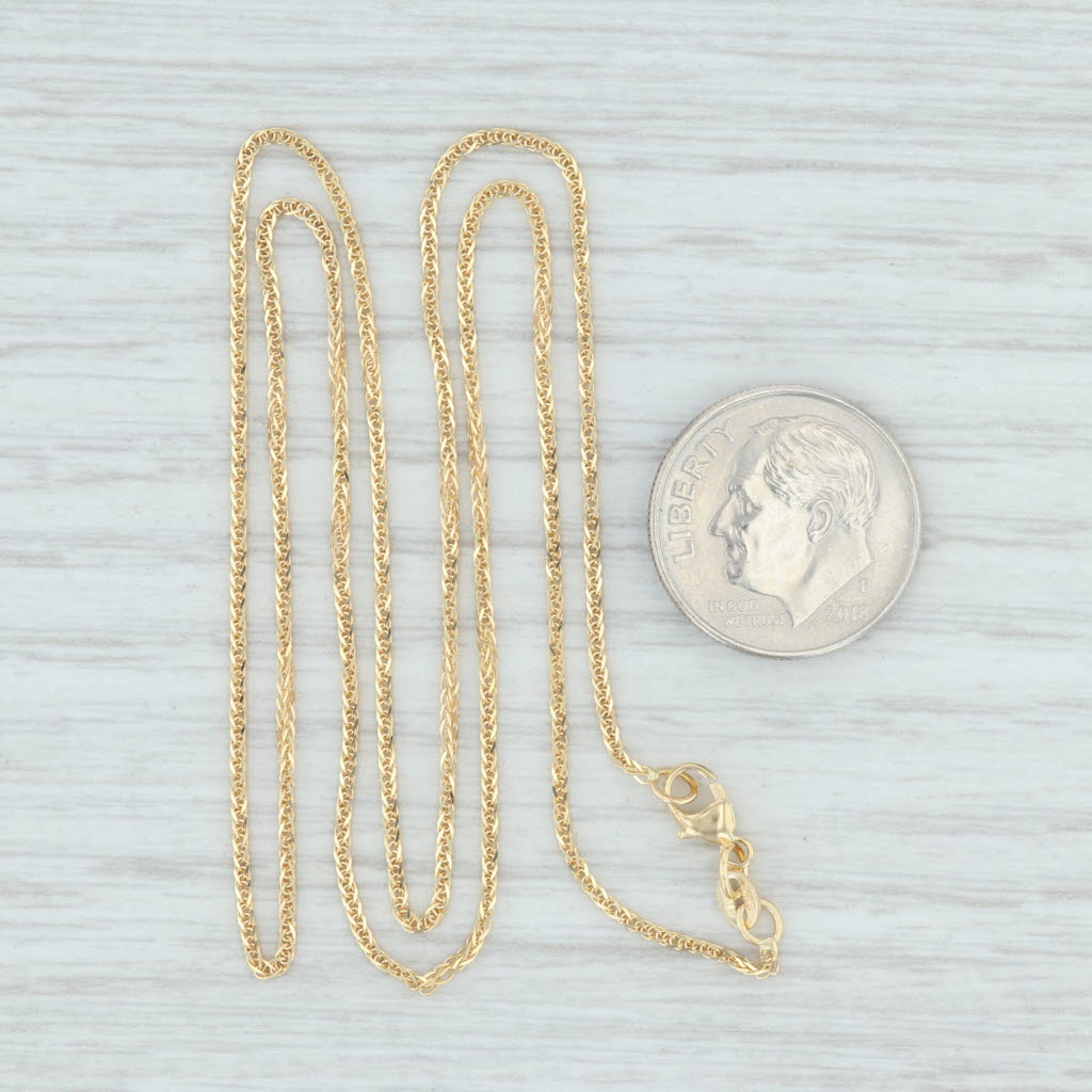 Light Gray New Square Wheat Chain Necklace 14k Yellow Gold 16" 0.7mm