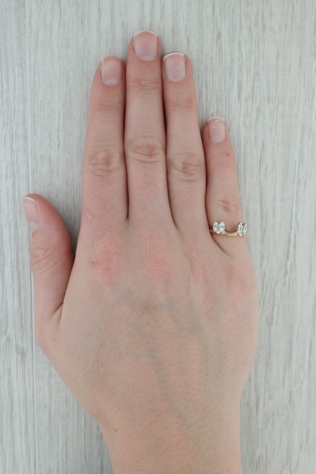 Dark Gray 0.22ctw Diamond Ring Guard Jacket 14k Yellow Gold Stackable Wedding Size 5.5