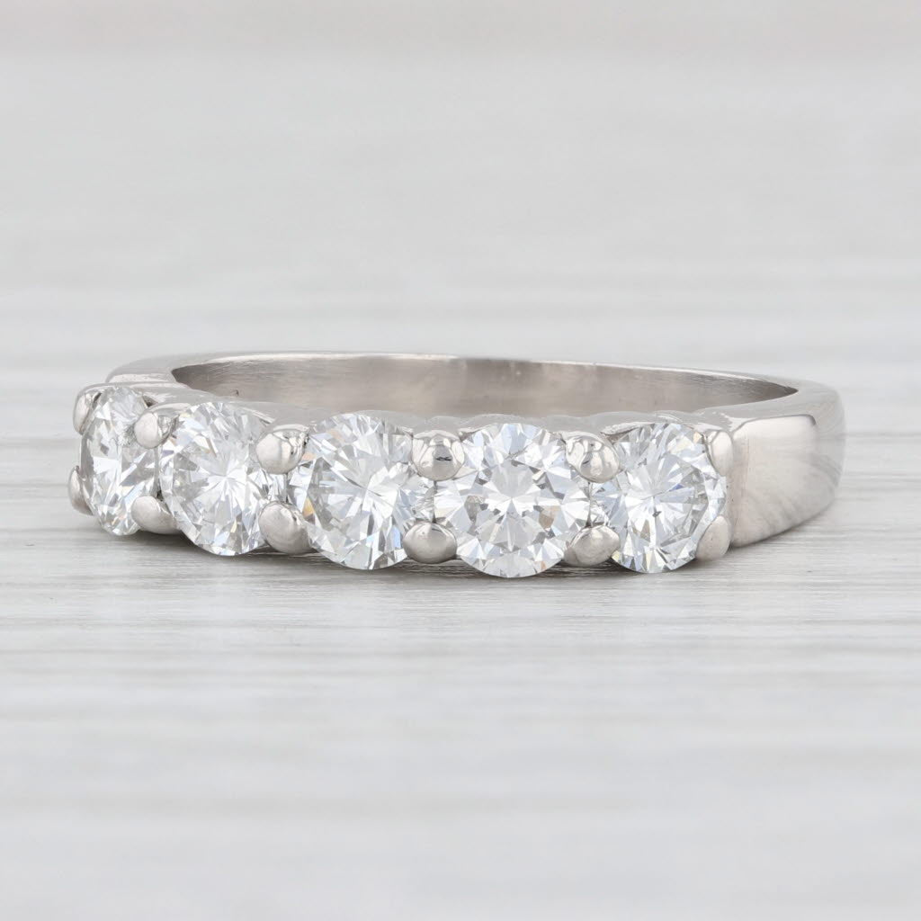 Light Gray Vintage 1.25ctw Diamond Wedding Band Platinum Stackable Size 7 Anniversary