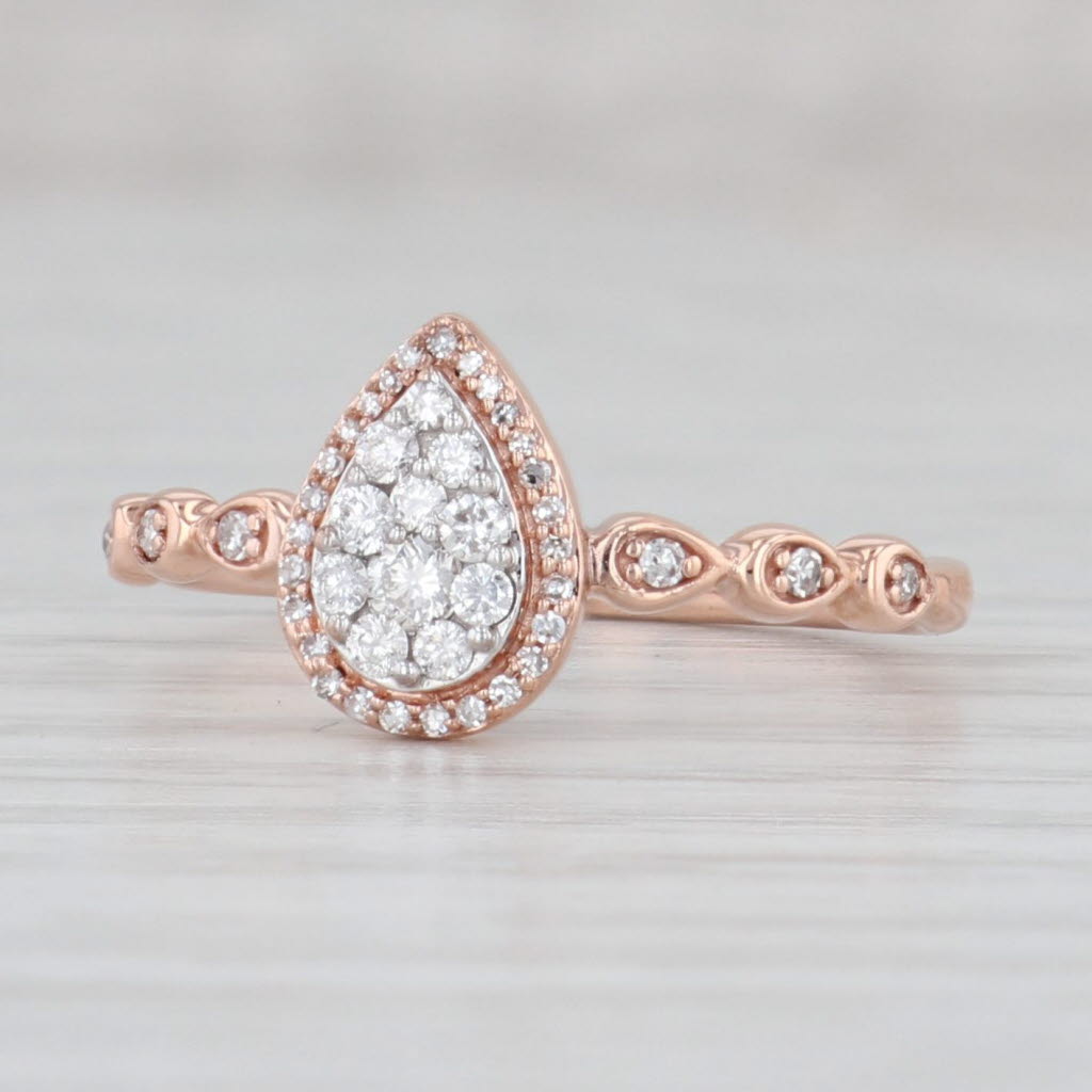 Light Gray 0.25ctw Diamond Teardrop Halo Engagement Ring 10k Rose Gold Size 7