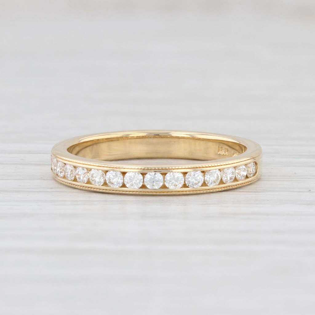 Light Gray Hearts on Fire 0.37ctw Diamond Wedding Band 18k Yellow Gold Sz 7 Stackable Ring