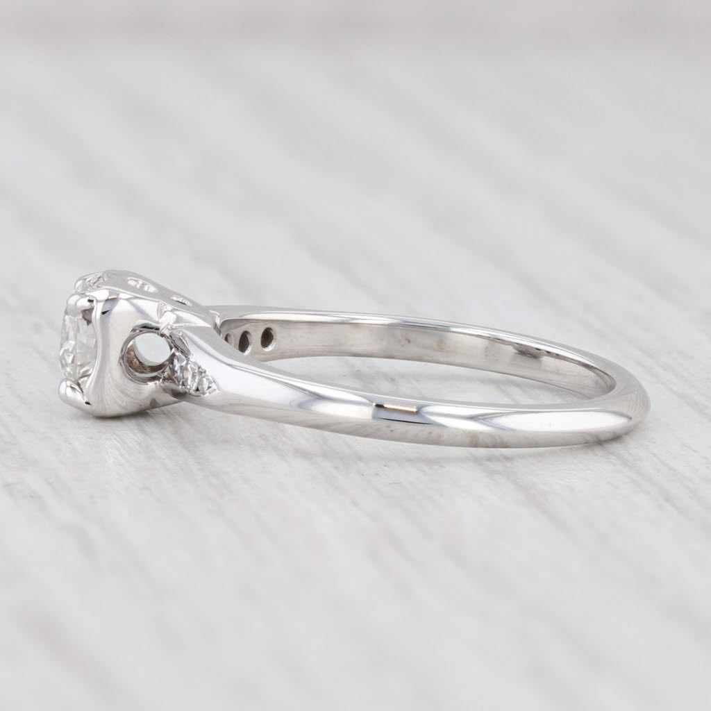 Light Gray Vintage 0.50ctw Round Diamond Engagement Ring 14k White Gold Keepsake