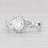 Light Gray New 1.6ctw Diamond Halo Engagement Ring 14k White Gold Size 6.5 Round Center