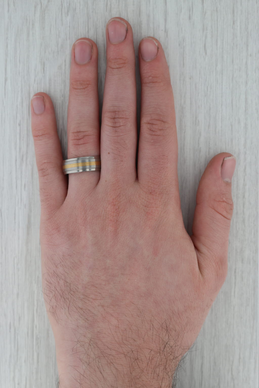 Rosy Brown New Titanium 18k Gold Ring Size 10 Men's Wedding Band 2-Toned Brushed Finish