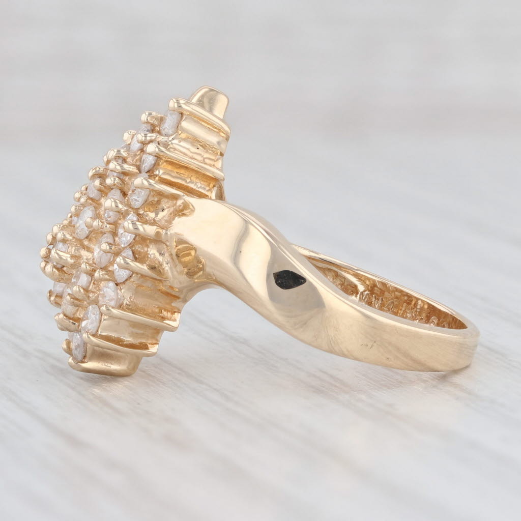 Light Gray 1ctw Diamond Cluster Teardrop Ring 14k Yellow Gold Size 6.5 Bypass