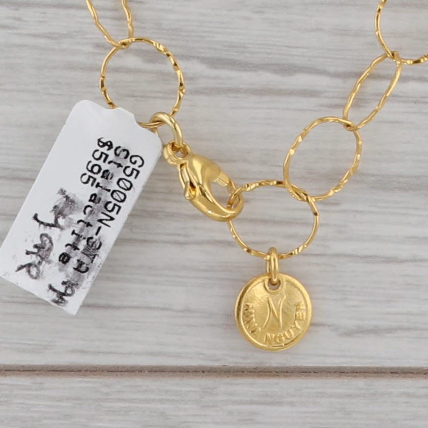 Gray New Nina Nguyen Agate Slice Statement Pendant Necklace Sterling Gold Vermeil 31"