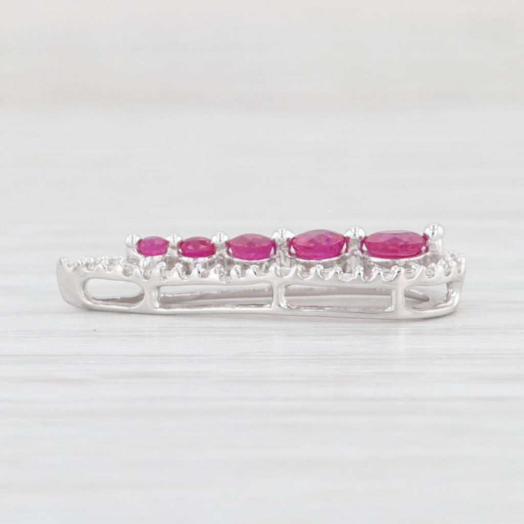 Light Gray 0.50ctw Ruby Journey Diamond Teardrop Pendant 10k White Gold