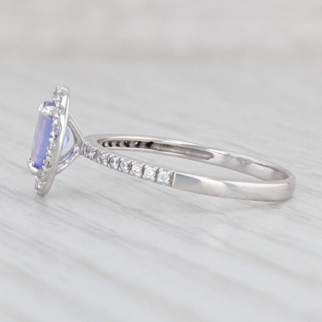 Light Gray 0.70ctw Oval Tanzanite Cubic Zirconia Halo Ring 10k White Gold Size 7