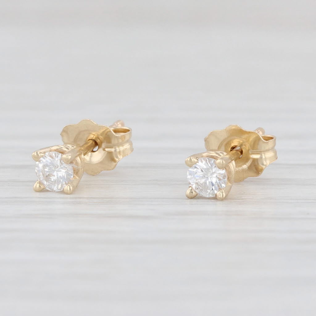 Light Gray New 0.19ctw Round Diamond Solitaire Stud Earrings 14k Yellow Gold