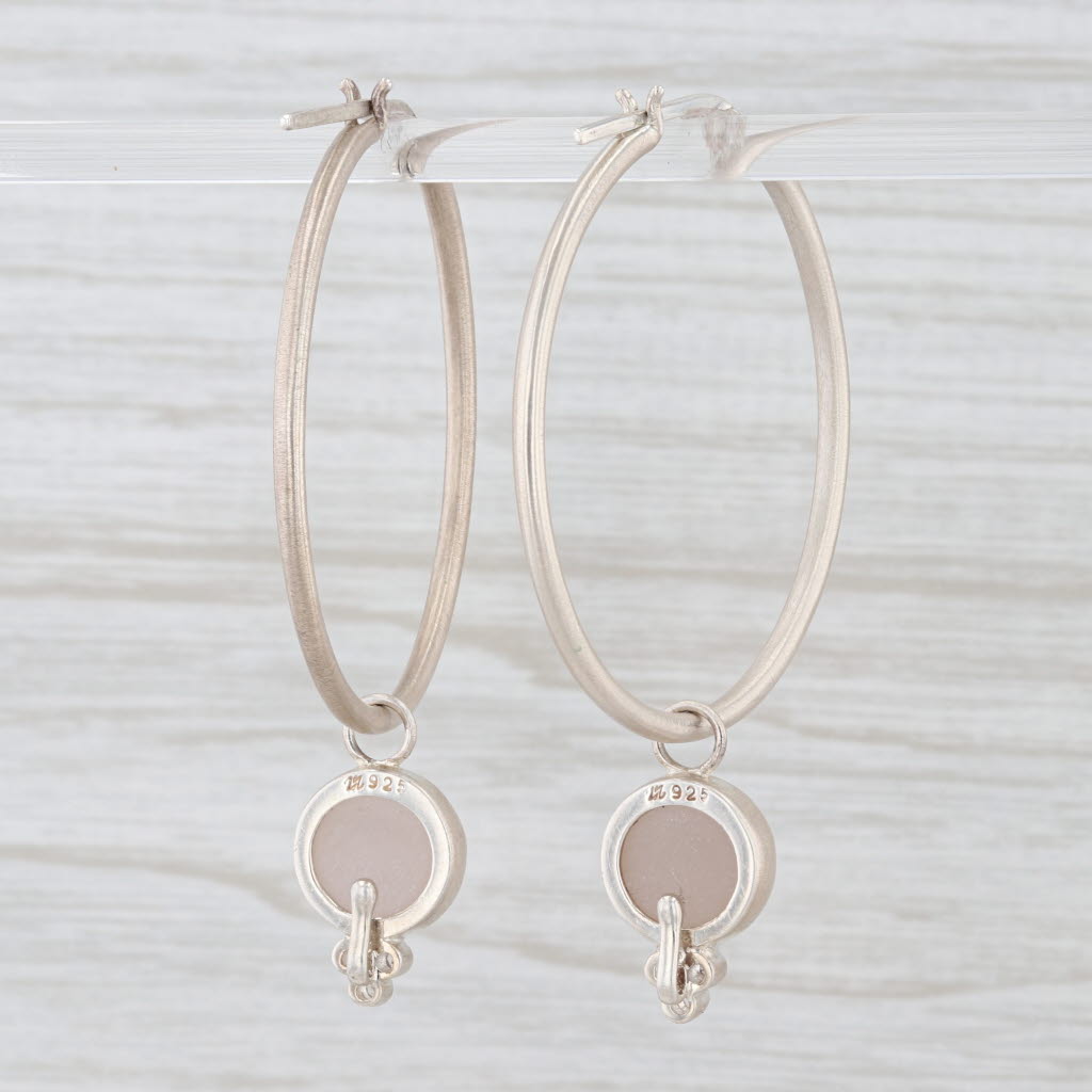 Light Gray New Nina Nguyen Hoop Earrings Sterling Silver Druzy Quartz Moonstone Charms