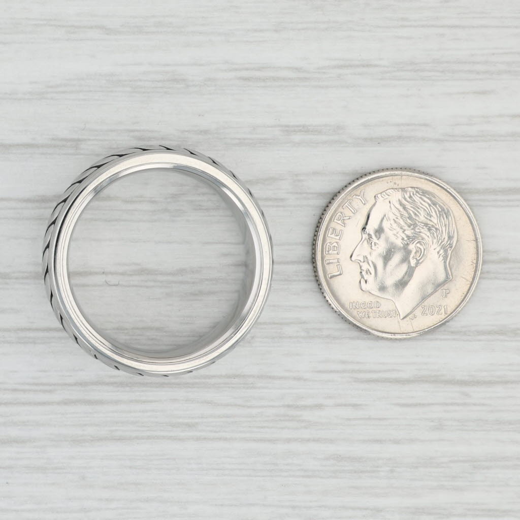 Light Gray New Rope Pattern Titanium Ring Size 8.25-8.5 Wedding Band