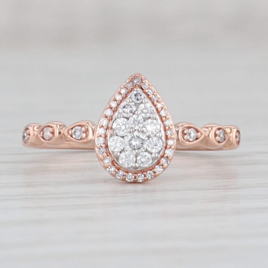 Light Gray 0.25ctw Diamond Teardrop Halo Engagement Ring 10k Rose Gold Size 7