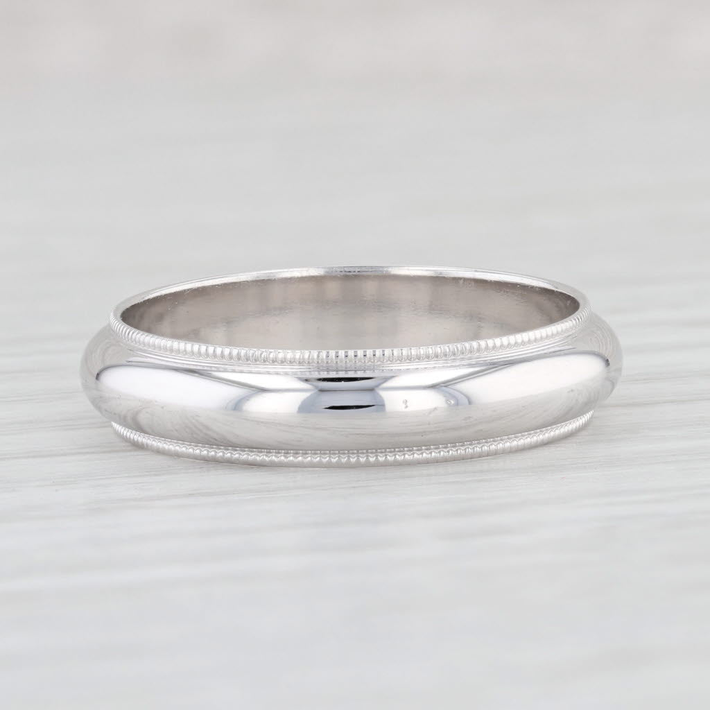 Light Gray Men's Wedding Band 10k White Gold Size 11 Comfort fit Ring Ridged