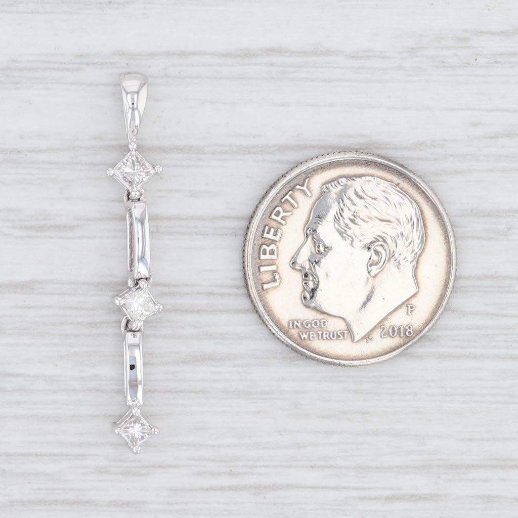 Light Gray New 0.24ctw Diamond Journey Pendant 14k White Gold 3-Stone Princess Brilliant