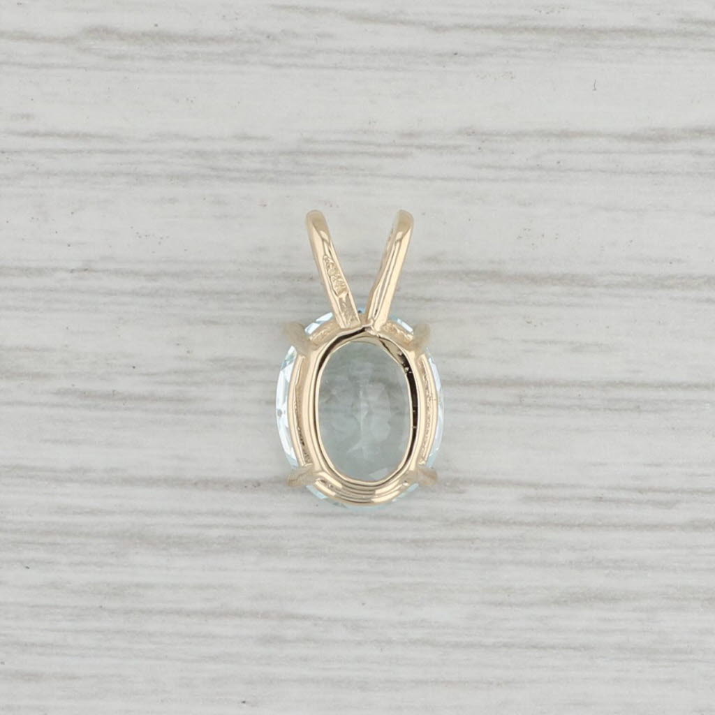 Gray 3.25ct Aquamarine Pendant 14k Yellow Gold Oval March Birthstone