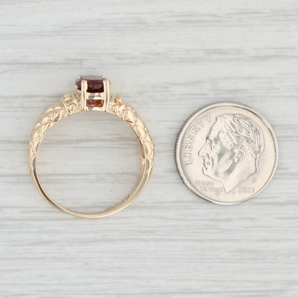 Light Gray 1.256ct Rubellite Tourmaline Oval Solitaire Ring 14k Yellow Gold Size 8