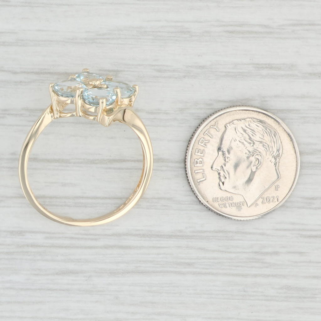 Light Gray 1.74ctw Aquamarine Cluster Ring 14k Yellow Gold Size 8 March Birthstone