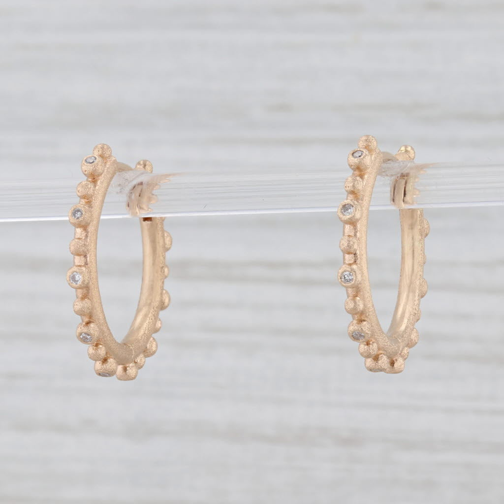 Light Gray New Nina Nguyen Diamond Hoop Earrings 18k Yellow Gold Reversible Hoops Snap Top