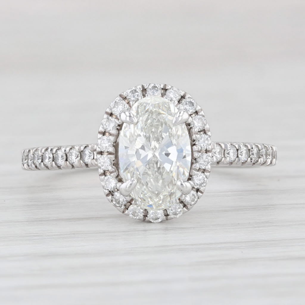 Light Gray 1.16ctw VS1 GIA Oval Diamond Halo Engagement Ring 14k White Gold Size 6