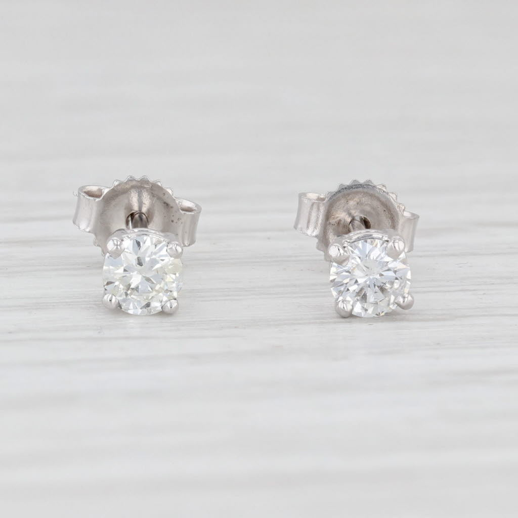 Light Gray New Small 0.36ctw Diamond Stud Earrings 14k White Gold Round Cut Solitaire