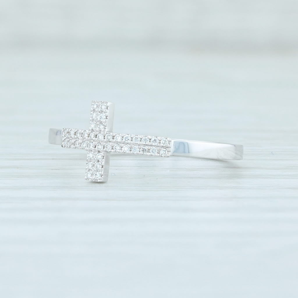 Light Gray New Diamond Cross Ring 14k White Gold Size 6.5 Religious Jewelry Promise Ring
