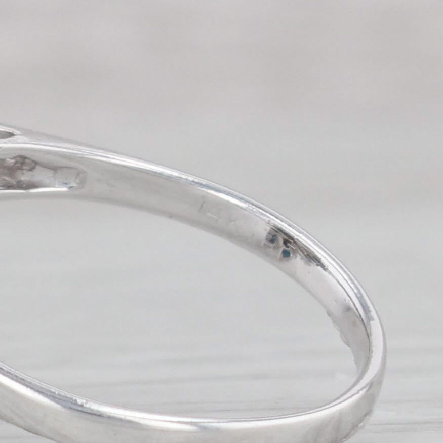 Gray 1.19ctw Blue Sapphire Diamond Cluster Ring 14k White Gold Bypass Size 7.5