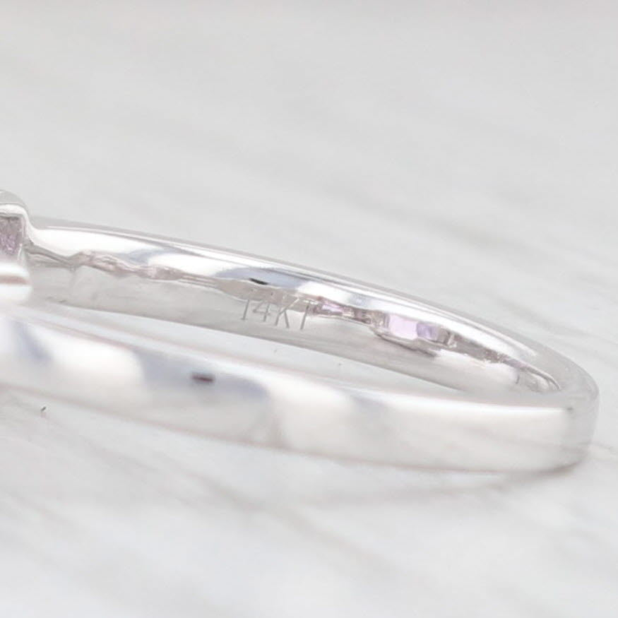Light Gray 3.05ctw Amethyst Diamond Ring 14k White Gold Size 5.5 February Birthstone